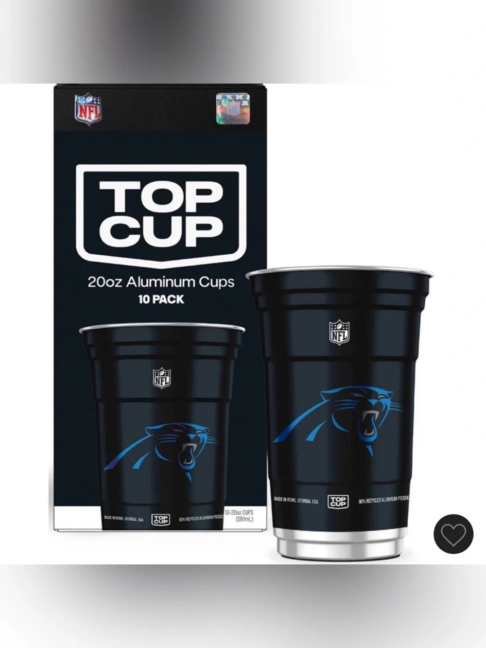 Top Cup NFL Carolina Panthers Reusable AluminumCups-20oz/10ct